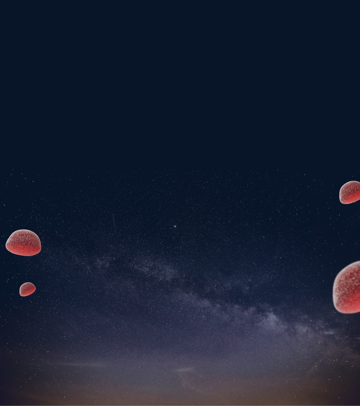 How long do THC gummies stay in your system: Willie's THC gummies against a night sky